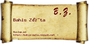 Bahis Zéta névjegykártya